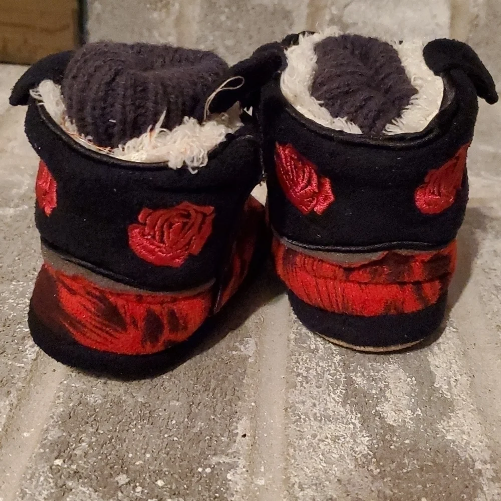 Cowboy Kicker Boots 3-6m Rose Red Black Soft Side